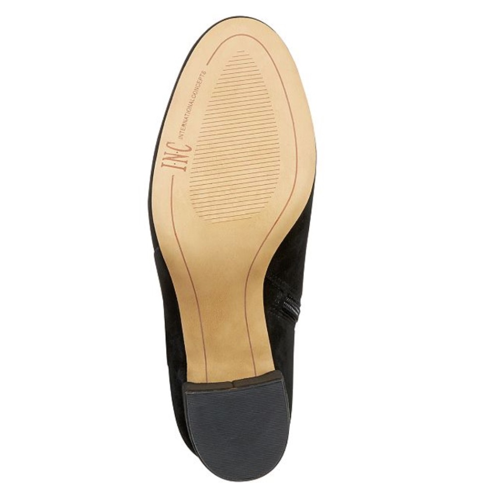 INC Suede Block Low Heel Ankle Zip Booties - Picture 5 of 9